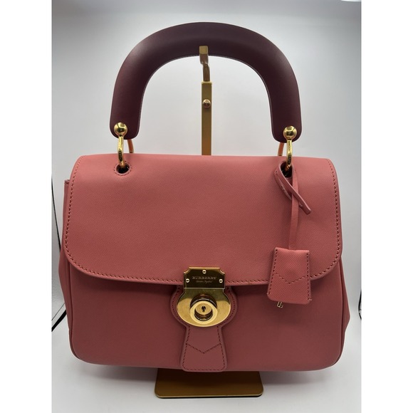 Burberry Handbags - Burberry Bag Bi Color Pink Trench Calf Leather Top Handle Bag Career Authentic